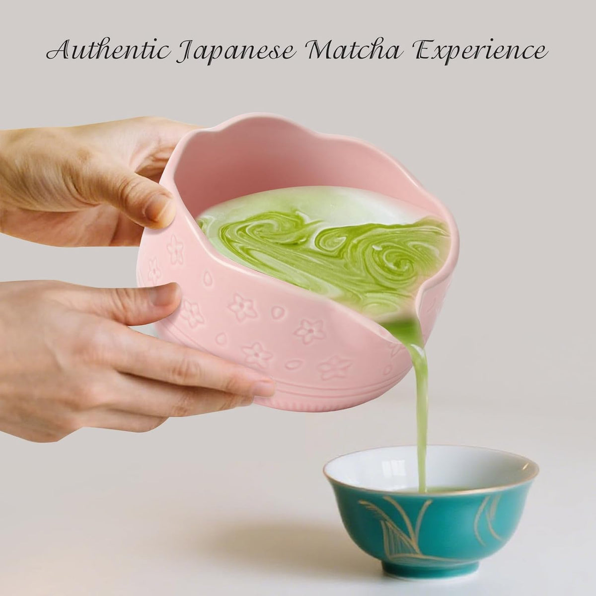 Matcha Whisk Set, Japanese Ceramic Matcha Bowl with Spout, Bamboo Whisk, Sifter, Scoop, Holder, Tea Cloth, 7-Piece Ceremonial Matcha Kit
