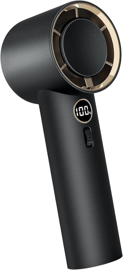 Portable Handheld Fan, 5000mAh High Speed Turbo Personal Fan with 100 Speed Adjustable, Up to 17 Working Hours, Digital Display, for Travel Outdoor Hot Flashes(Black)