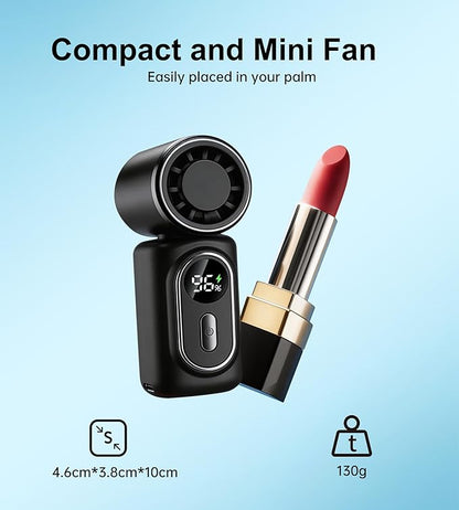 Portable handheld small fan, with built-in fixed clamp, featuring 6-speed adjustable high-speed personal fan, LED display screen, rechargeable, suitable for use in makeup, travel, indoor and outdoor