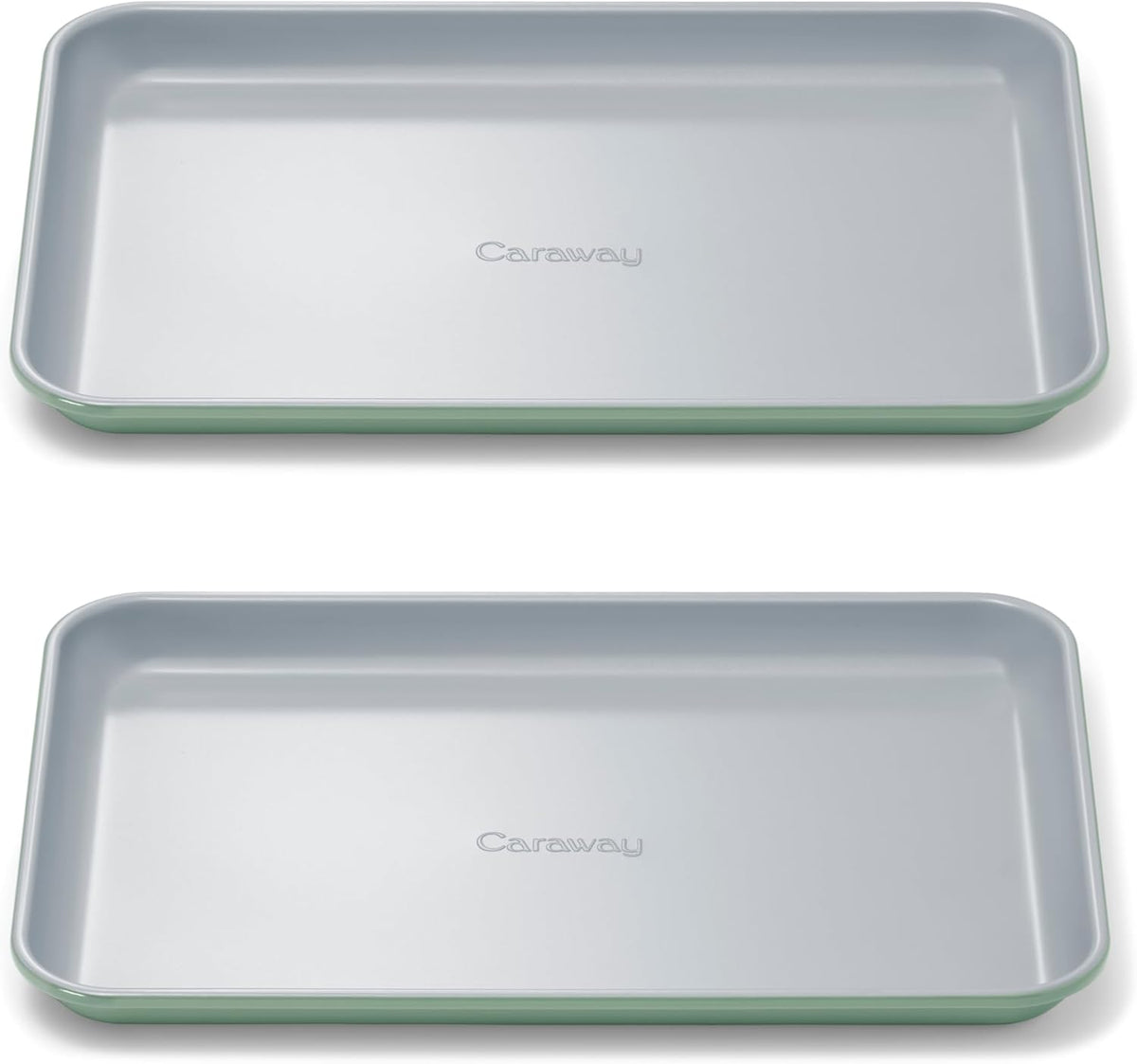 Caraway Nonstick Ceramic Small Baking Sheet Duo (9x13”) – Non-Toxic, PTFE & PFOA Free – Oven Safe – Aluminized Steel Core – Mini Sheet Pan for Baking, Roasting & More - Sage