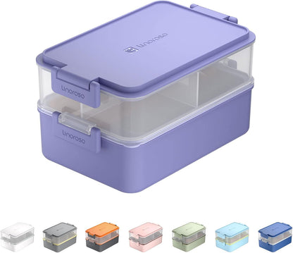 linoroso Stackable Bento Box Adult Lunch Box | Meet All You On-the-Go Needs for Food, Salad and Snack Box, Premium Bento Lunch Box for Adults Include Utensil Set, Dressing Containers - Veri Peri