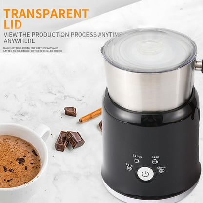 Electric Milk Frother Has Hot and Cold Functions 700-ml Split Stainless Steel Automatic Milk Frother and Steamer with Transparent Lid, Anti-Dry