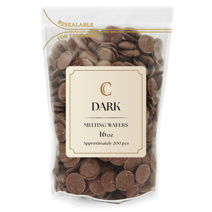 KIDU Chocolate Melting Wafers 16 Ounces Bulk Perfect For Dipping, Deserts, Baking And More - 1 Pound (Dark New)