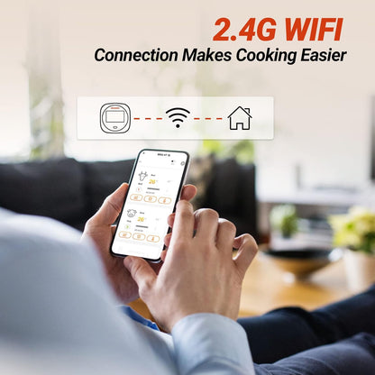 Inkbird WiFi Meat Thermometer for Grilling, Unlimited Rang Rechargeable BBQ Thermometer APP Calibration, Temp Graph Mobile Notification