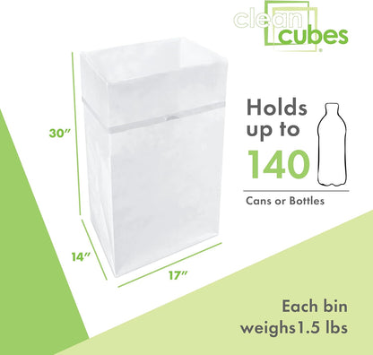 30 Gallon Disposable Pop-Up Trash Cans (3-Pack) with Fitted Bags – Foldable Garbage & Recycling Bins for Parties, Events & Kitchen (White, 30" H x 14" W x 17" D)