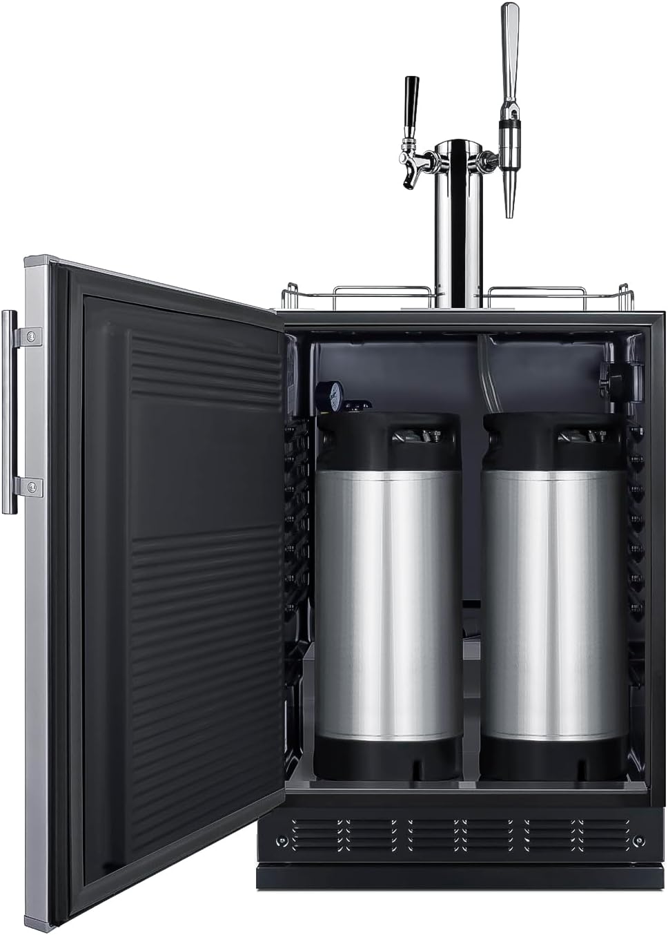 Summit Appliance 24" Wide Nitro-Cold Brew Coffee Kegerator/Refrigerator Combo, Black Interior, Caster Wheels, Residential/Commercial Use (LHD