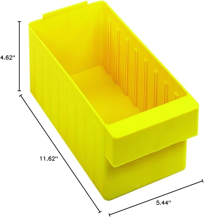 QUANTUM STORAGE SYSTEMS QED601YL Super Tuff Euro Heavy Duty Parts Organizer Yellow Bins 12" L x 6" W x 5" H 24 Pack