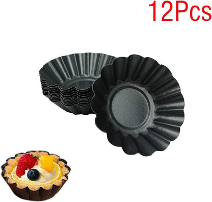 12 Pack Egg Tart Pan, Small Nonstick Carbon Steel Tartlet Tins