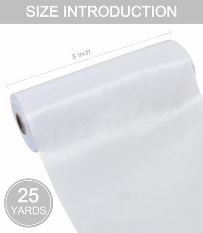 TONIFUL 8 Inch x 22yd Extra Wide Large White Satin Ribbon Solid Fabric Ribbons for Door Tree Home Outside Bows Decor Cutting Ceremony Kit Grand Opening Chair Sash Sewing Crafts Wedding Car Decoration