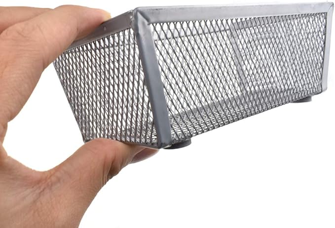 HAHIYO Stackable Mesh Tray Cup 6 x 3 x 2 inches Sturdy Container for Desk Drawer Organizer Collection for Home Office School kitchen Soft Foam Feet No Sharp Edges 2 Pack Silver