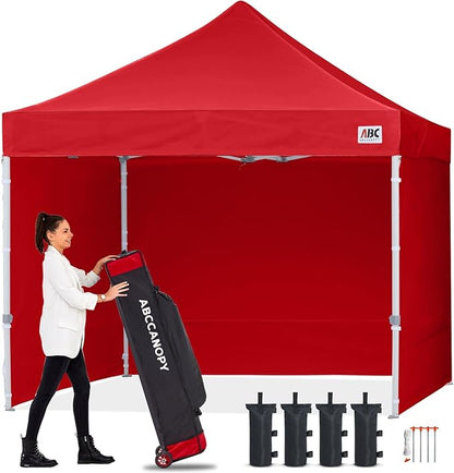 ABCCANOPY Easy Pop Up Canopy Tent with Sidewalls Commercial -Series, Red