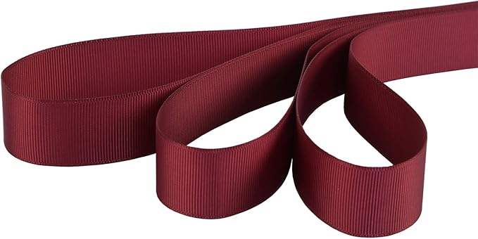 Ribbonitlux 1" Wide Solid Grosgrain Ribbon 25 Yards (277-Burgundy）, Set for Gift Wrapping, Party Decor, Sewing Applications, Wedding and Craft