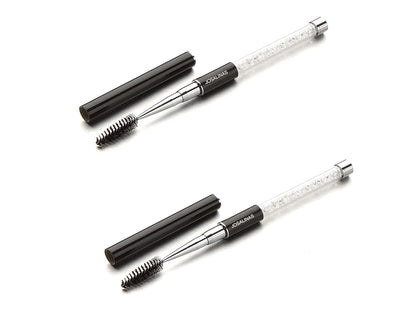 2PCS Mascara Brushes, Eyebrow Eyelash Brushes, Mascara Wands Spooly Applicators, Eye Brushes, Portable Cosmetic Brushes with Cap Spoolies Brushes for Eyelash Extensions and Eyebrows, Black
