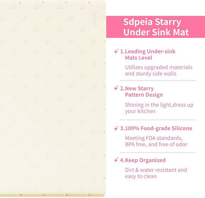 Sdpeia Under Sink Mat 22"×14" Waterproof Silicone Cabinet Liner & Sink Protector for Kitchen & Bathroom, Multi-Purpose Organizers Tray for Pets, Laundry, Cat Litter Mat