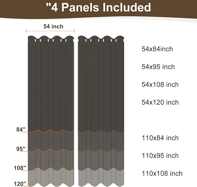 HolidayIdeas Waterproof Patio Outdoor Curtains with Rod Pocket 4 Pcs- UV & Privacy Protect Weatherproof Gazebo Outdoor Drapes for Porch, Balcony, Apartment, Sliding Glass Door, Taupe, 54x84 Inch