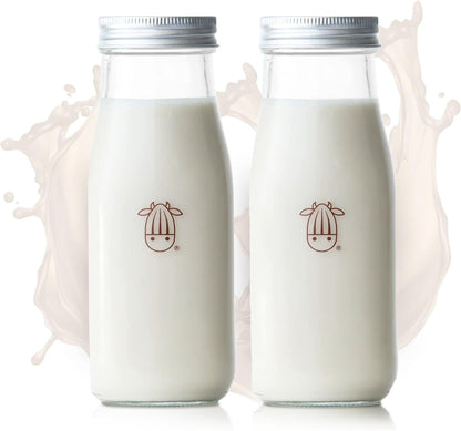 Almond Cow 300ml Glass Jar with Rust-Resistant Aluminum Cap - Reusable, Eco-Friendly Storage for Plant-Based Milk, Creamers, Wellness Shots