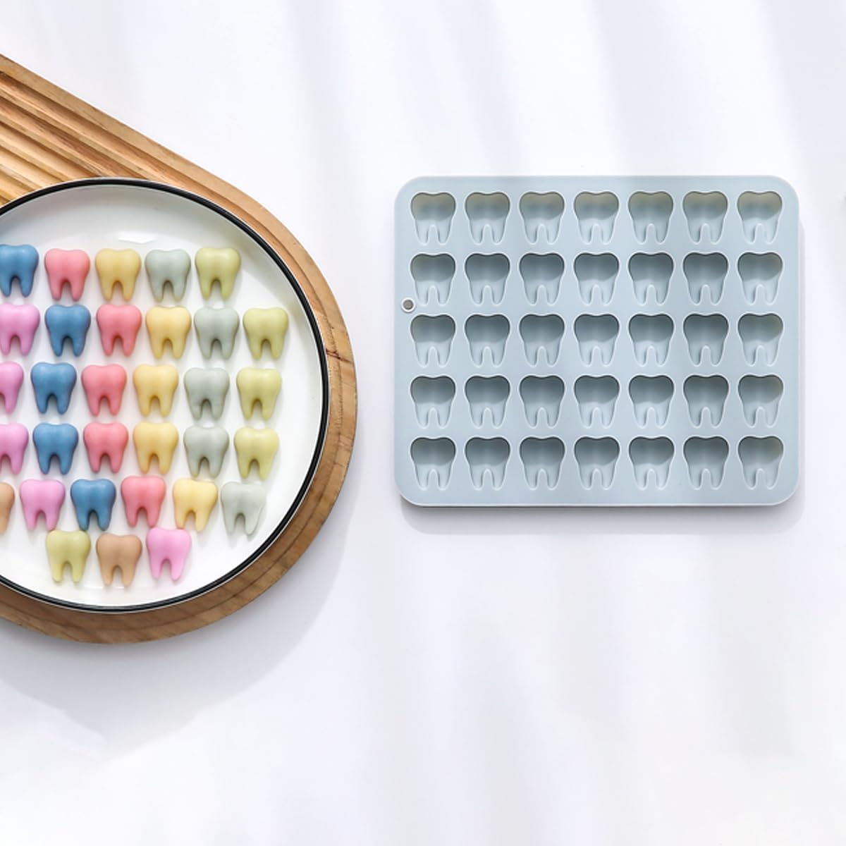 Unique Tooth Shape Candy, Chocolate Silicone Molds Set, 70 Cavity, Non Stick Mold for Gummy, Cupcake Topper, Snack, Biscuit, Handmade Diy, 2 Count