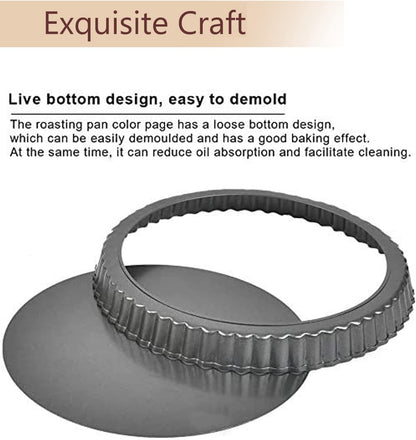 RICHSC-PAN Tart Pan 10 Inch Tart Pan Carbon Steel Round Non-Stick Pan.