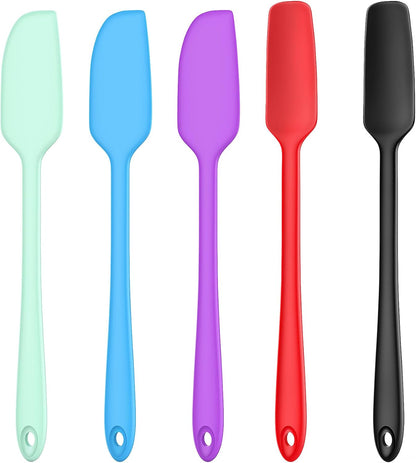 Slim Silicone Spatula Set, 5 Piece Food Grade Rubber Spatulas for Baking, Cooking