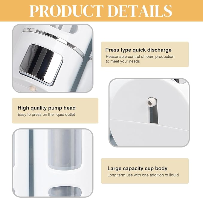 2 Shampoo & Conditioner Dispenser Wall Mounted, 400ml Liquid Soap Shower Dispenser Set No Drill, Gel Container Shower Pump Dispenser, Conditioner Body Wash Dispenser Set for Bathroom Hotel Home