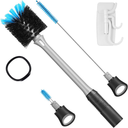 3-in-1 Bottle Brush with Straw Cleaning Brush and Nipple Cleaner, Long Handle Water Bottle Scrubbing Brush, Built for Cleaning Sport Bottles, Baby Bottles, Coffee Mugs, Flask