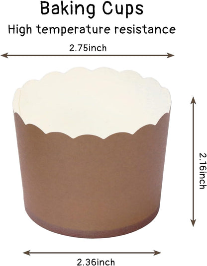 Whaline 120Pcs Brown Paper Baking Cups Scalloped Edge Cupcake Wrappers Gradient Brown Cupcake Muffin Cases for Wedding Birthday Baby Shower, 3 Colors