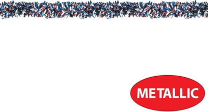Beistle 50281-RWB 6-Ply Red, White and Blue Metallic Festooning Garland, 4" x 15'