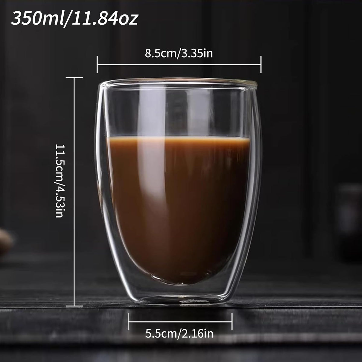6.8OZ Double Wall Espresso Cups Set of 4, Clear Expresso Shots Cup, Double Wall Insulated Espresso Mugs, Tazas de Cafe Expreso