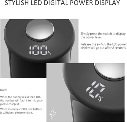 Electric Salt and Pepper Grinder Shakers Set with LED Power Display-Rechargeable-No Battery Needed-Automatic Salt Pepper Mill Grinder,LED Adjustable Coarseness,LED Light,One-Hand Operation
