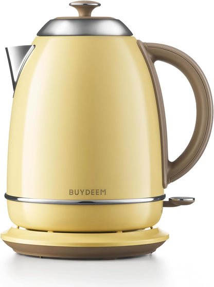 Buydeem K640 Stainless Steel Electric Tea Kettle with Auto Shut-Off and Boil Dry Protection, 1.7 Liter Cordless Hot Water Boiler with Swivel Base