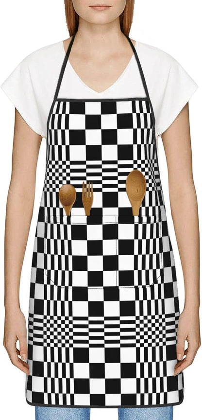 Women Men Bib Aprons Chef Cooking Aprons with Pockets for Kitchen Cooking BBQ Baking Grilling