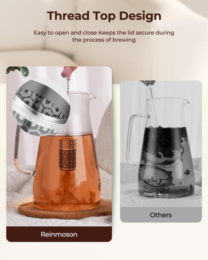 2 Pack Reinmoson Mini Stainless Steel Tea Strainer for Loose Tea 1.2”x2.2” | Extra Fine Mesh Tea Infuser for Loose Leaf Tea Steeper, Updated Slim Threaded Lid Tea Ball for Cup Mug Teapot Bottle Kettle