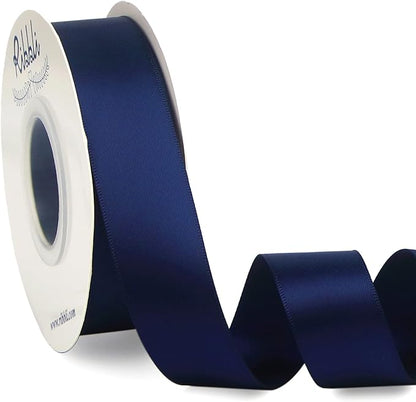 Ribbli Navy Double Faced Satin Ribbon,1” x Continuous 25 Yards,Use for Bows Bouquet,Gift Wrapping,Baby Shower,Floral Arrangement