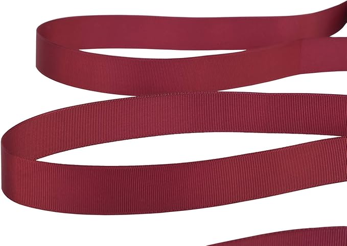Ribbonitlux 1" Wide Solid Grosgrain Ribbon 25 Yards (277-Burgundy）, Set for Gift Wrapping, Party Decor, Sewing Applications, Wedding and Craft