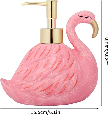 Cute Flamingo Lotion Dispenser - Refillable Hand Liquid Soap Dispenser with Pump for Bathroom Decor, Dish Soap Bottle for Kitchen Countertop 360ml/12.2oz, Birthday Thanksgiving