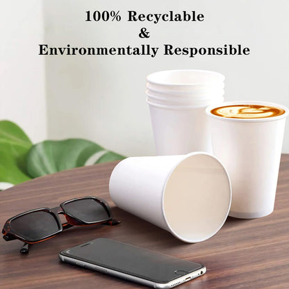 𝟐𝟏𝟎 𝐂𝐨𝐮𝐧𝐭 𝟏𝟐 𝐨𝐳 Disposable White Paper Coffee Cups, To Go Hot Cups for Coffee, Chocolate, Juice, Hot or Cold Beverage Drinking Cup Suitable for Party