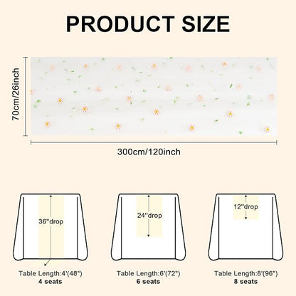 FEXIA Spring Table Runner 10FT Elegant Garden Tea Party Decor Pastel Embroidered Sheer Mesh Floral Gauze Summer Wedding & Easter Party Bridal Shower Living Room Styling Valentine Home Decor