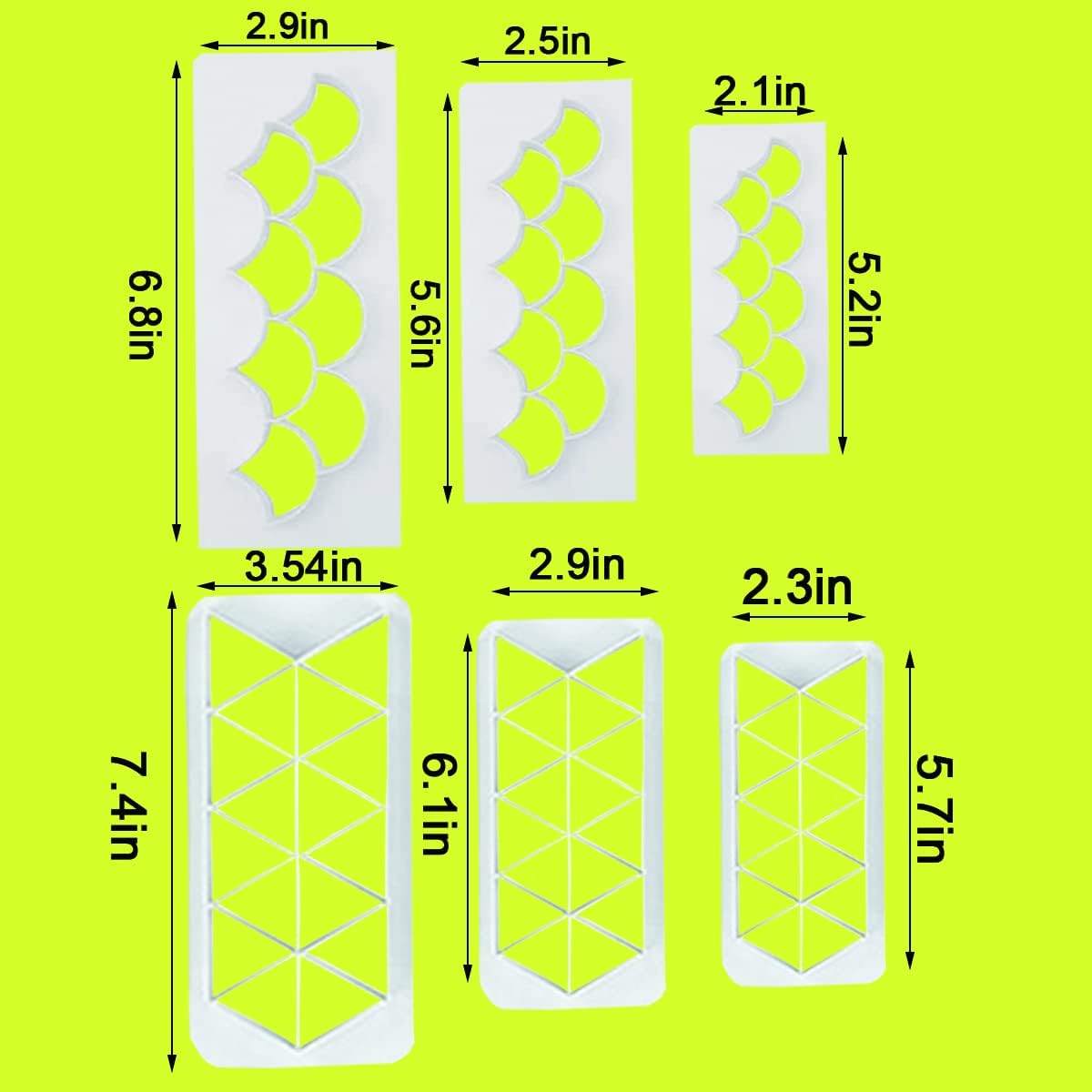 12 Pcs Cake Fondant Cutter, Fish Scale Fondant Cutters 4 Size Geometric Biscuit Cutters Cake Decorating Cookie Cutter Cake Border Decorating Tool for