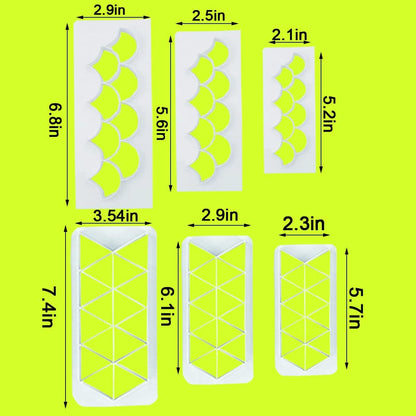 12 Pcs Cake Fondant Cutter, Fish Scale Fondant Cutters 4 Size Geometric Biscuit Cutters Cake Decorating Cookie Cutter Cake Border Decorating Tool for