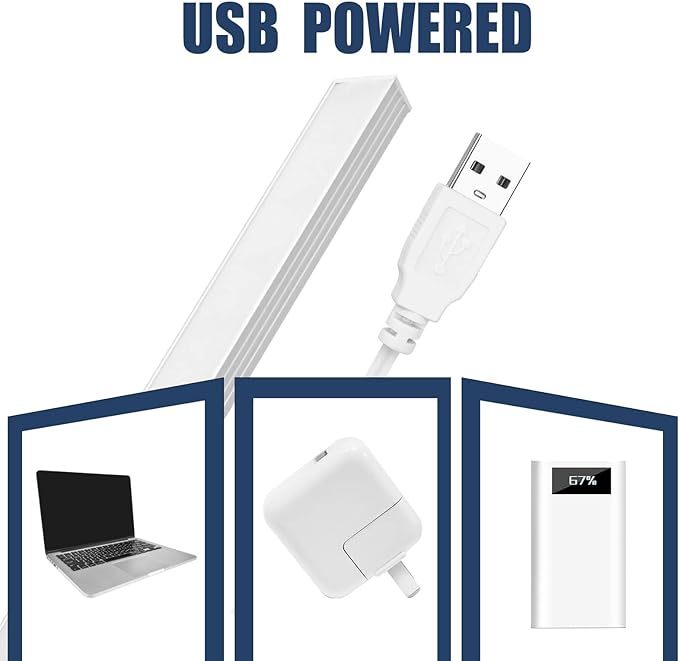 DWEPTU 12 Inch Under Cabinet Light, Closet Light - Magnetic & Stick Mount, Flicker-Free Eye-Care Lighting, USB Powered Bright Lights for Kitchen, Room,Shelf (AC Adapter Included)