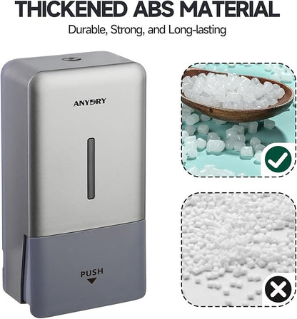 anydry 27oz (800 ml) Manual Wall Mounted Soap Dispenser, Ideal for Commercial Bathrooms Restaurants Hotels, Use with Liquid Hand Soap Shampoo, ABS Silver