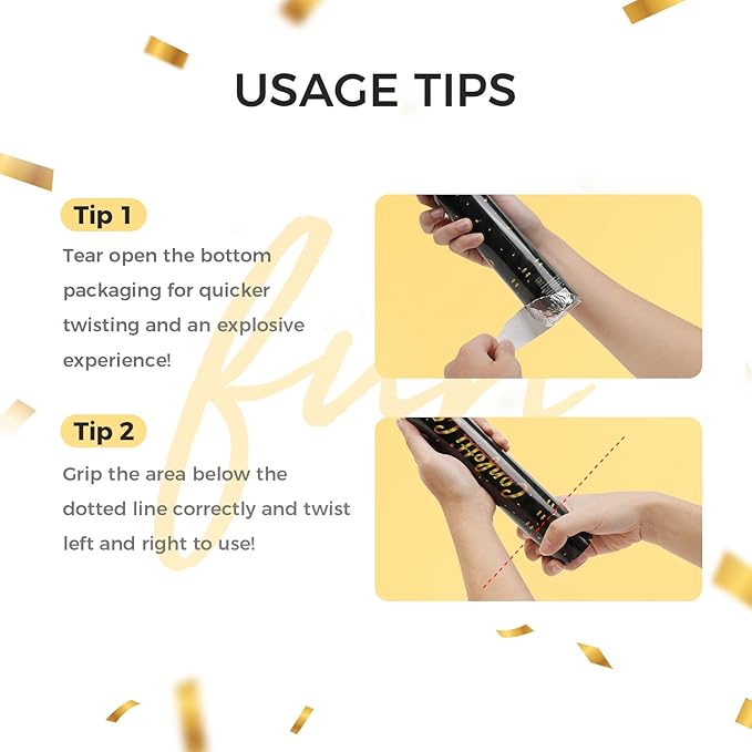 [6 Pack] 12 Inch Confetti Cannon Party Poppers Gold，LUMAFIZZ Confetti Shooters Blaster for Birthday Graduation Wedding Christmas New Year’s Eve and Any Celebrations