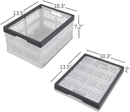 Teyyvn 4-Pack Collapsible Milk Crates, 15L Plastic Stackable Storage Bins Utility Folding Baskets