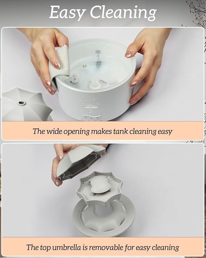 Aesthetic 2-in-1 Humidifier Oil Diffuser with 360° Rotating Raindrop & 7 LED Mood Lights,Ultrasonic Quiet Cool Mist Humidifier for up to 24 Hrs,Ideal Holiday Gifts for Home
