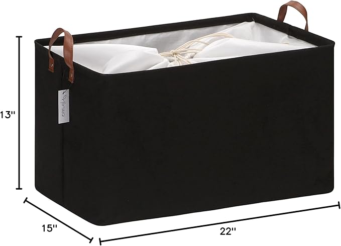 Hinwo 70L Extra Large Storage Bins, Closet Organizers and Storage, Foldable Clothes Storage Baskets with Handles, Containers for Clothing, Blanket, Comforters, Toys, Bedding (Black)