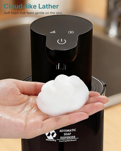 Automatic Foaming Soap Dispenser, 4-Level Touchless Hand Soap Dispenser, USB-C Rechargeable, Wall Mount or Countertop, 13.5oz/400ml, for Bathroom, Kitchen, Office, Hotel, Black