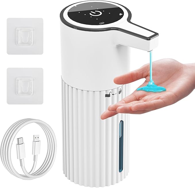 Automatic Soap Dispenser, Continuous Flow Control 400ml Large Capacity Rechargeable Waterproof Adjustable Volume Soap Dispenser for Bathroom & Kitchen(Liquid)
