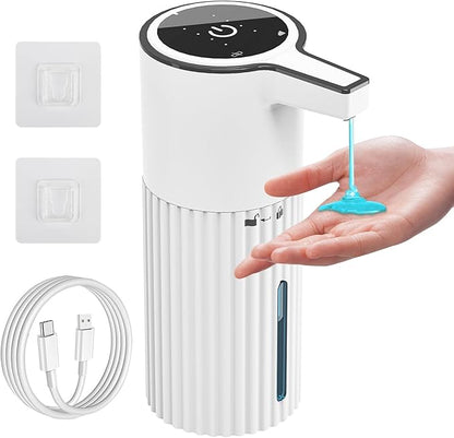 Automatic Soap Dispenser, Continuous Flow Control 400ml Large Capacity Rechargeable Waterproof Adjustable Volume Soap Dispenser for Bathroom & Kitchen(Liquid)