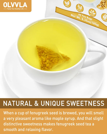 Olvvla - Premium Fenugreek Seed Tea Bags - 3g X 60 Count - 100% Pure Natural Fenugreek Methi Seeds - Non-GMO - Caffeine-free - Gluten-Free