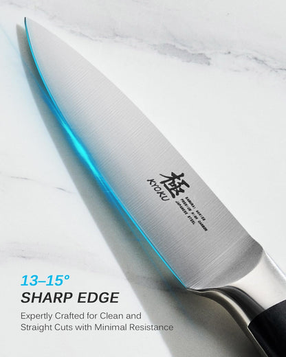 Kyoku 3.5" Paring Knife, Samurai Series Peeling Knife with Pakkawood Handle, Japanese High Carbon Steel Sharp Knife